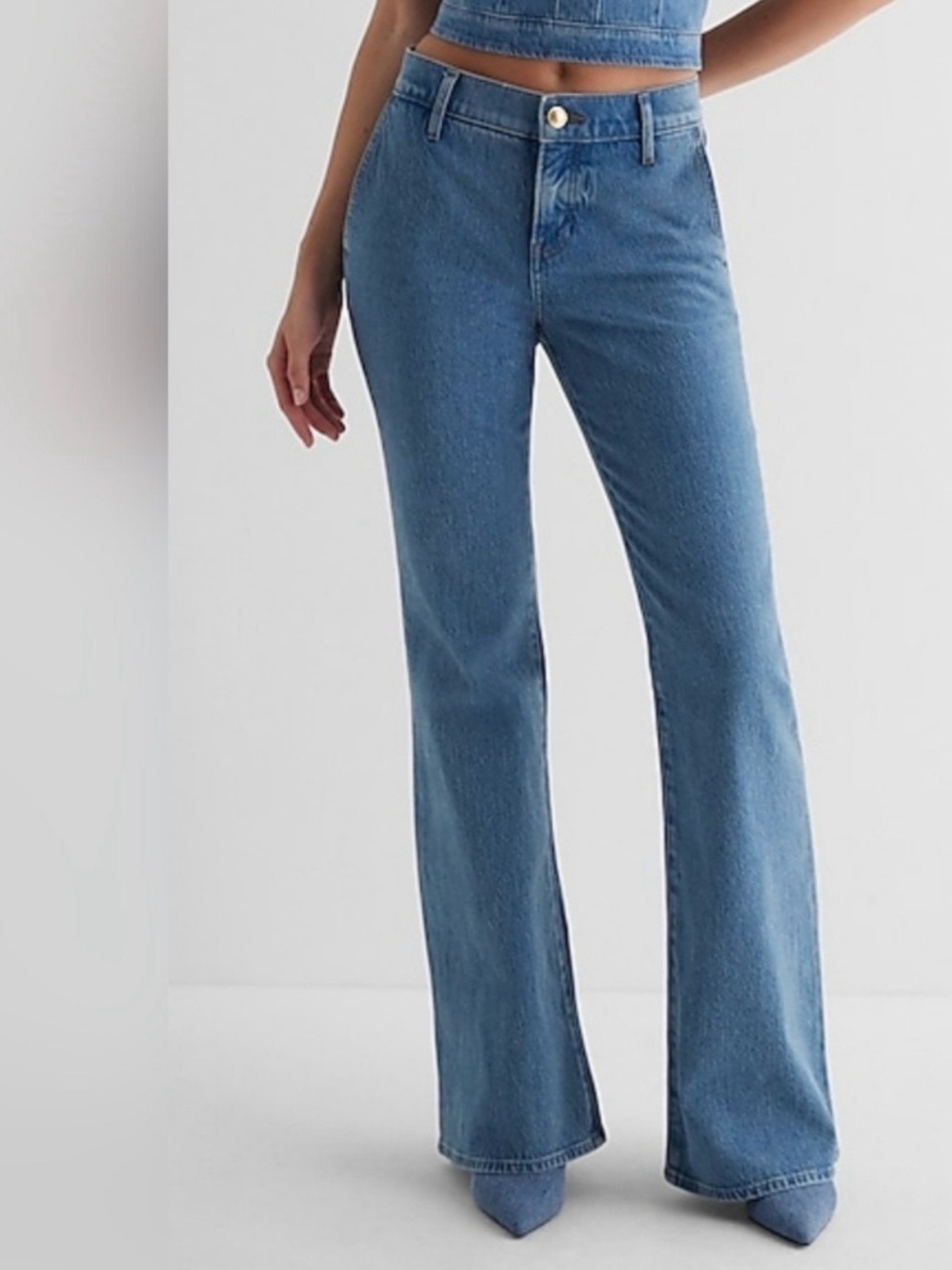 Express 70S Flare Mid Rise Blue Women’s Jeans